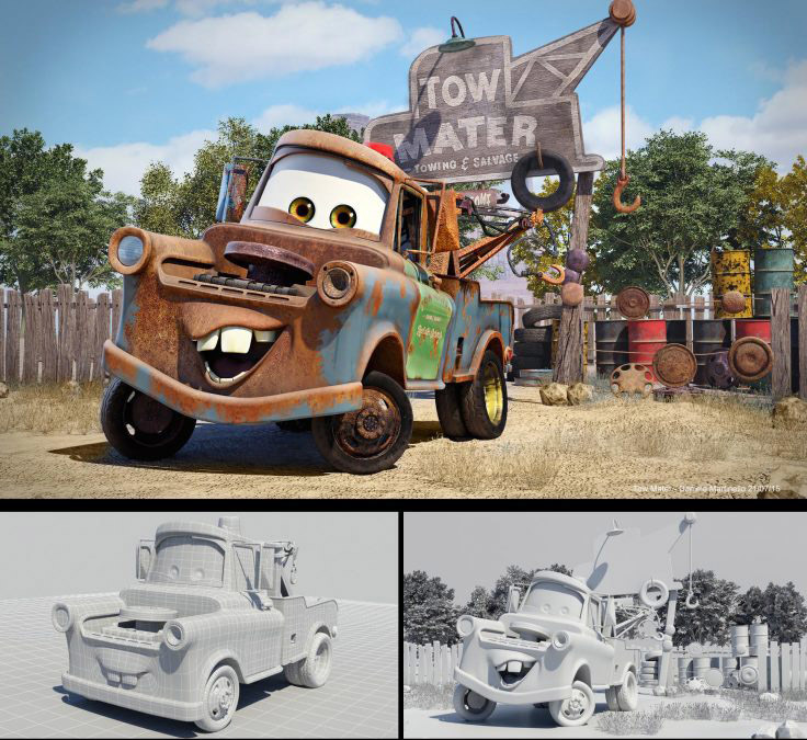 3ds Max对皮克斯汽车角色Tow Mater的制作