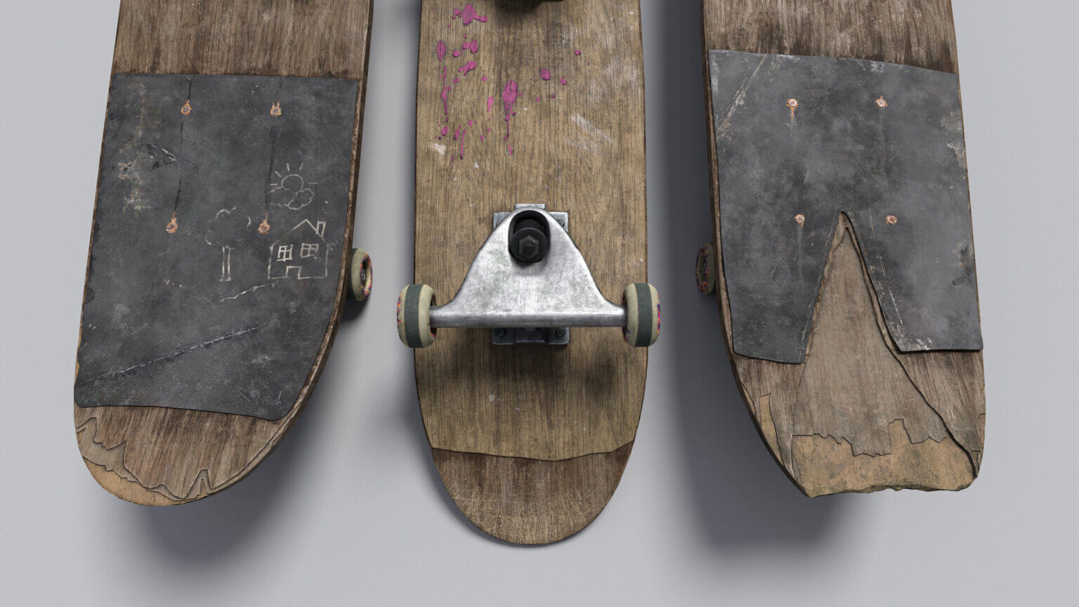 使用Blender和Zbrush创建一个逼真写实的旧滑板