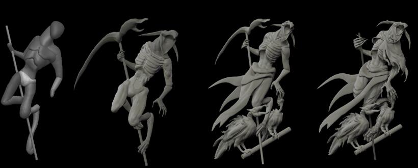 鬼鸦恶魔3d角色建模ZBrush雕刻细节2