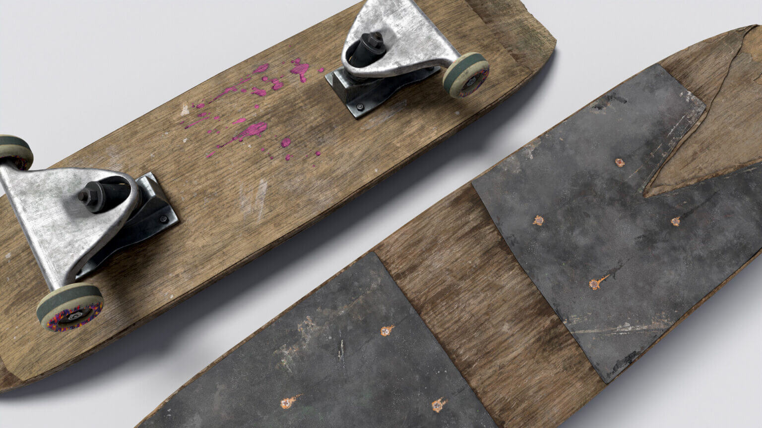 使用Blender和Zbrush创建一个逼真写实的旧滑板