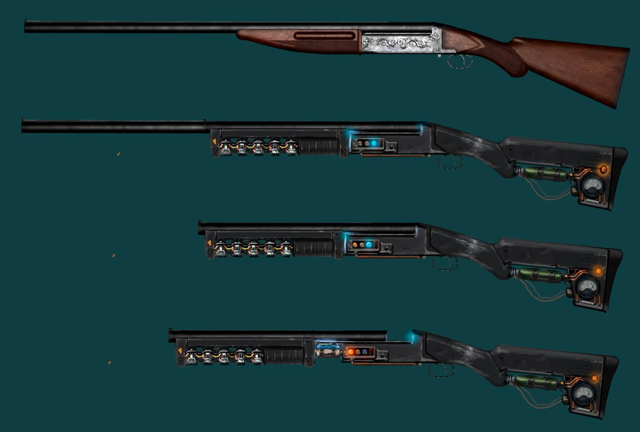 步枪的基本版本和定制版本的比较