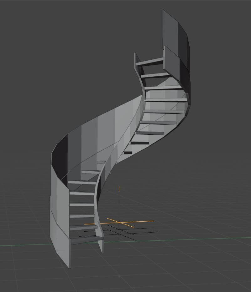 使用数组修改器制作螺旋楼梯的模型
