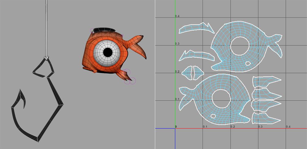 鱼和钩建模和 UV