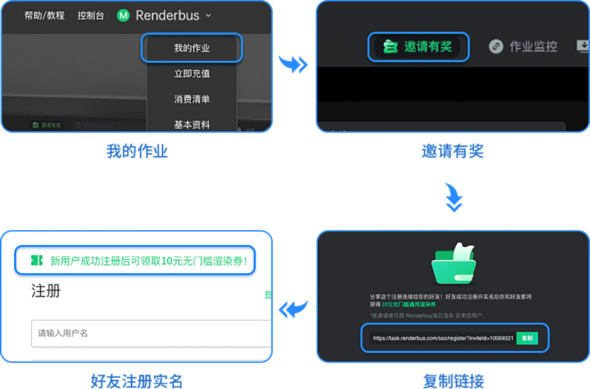 邀请好友，双方免费渲染